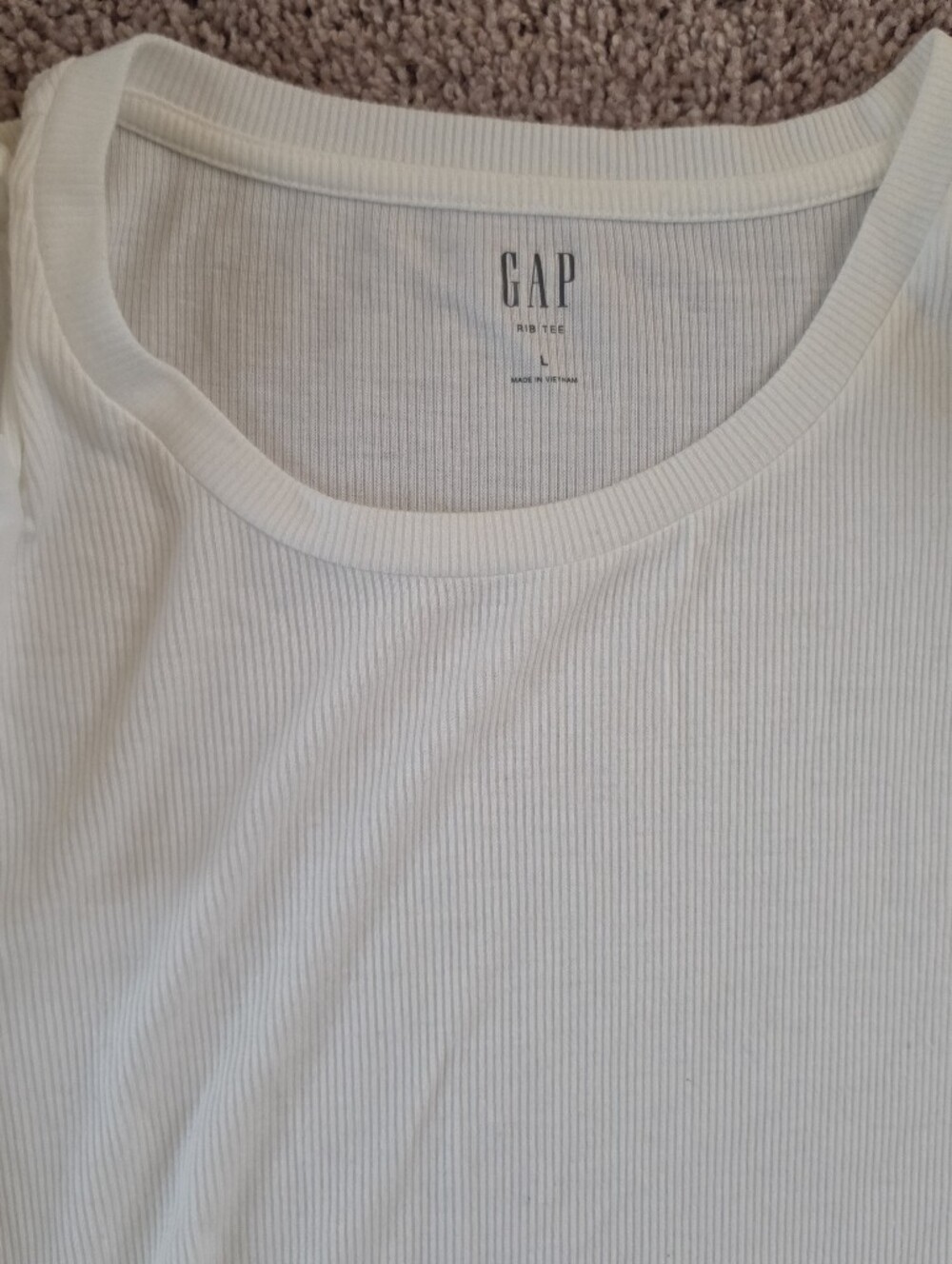 GAP White Ruffle-Sleeve Ribbed Top Large - Picture 3 of 5